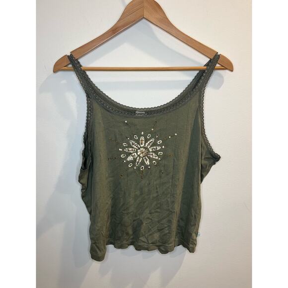 Y2K Lace Trimmed  Fairycore Tank With Bead and Sequins Details Size XL - Picture 2 of 6